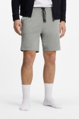 Stretch-cotton shorts with embroidered logo, Grey