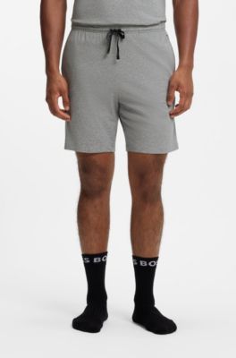 Bermuda in cotone elasticizzato con logo ricamato, Grigio