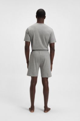 Shorts i bomuld med str&aelig;k og broderet logo, Gr&aring;