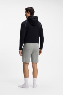 Shorts i bomuld med str&aelig;k og broderet logo, Gr&aring;