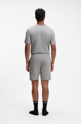 Bermuda in cotone elasticizzato con logo ricamato, Grigio