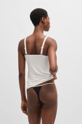 Stretch-jersey underwear vest with branded straps, White