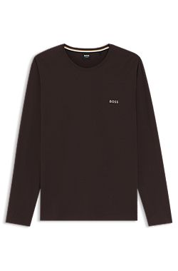 Long-sleeved T-shirt in stretch cotton with embroidered logo