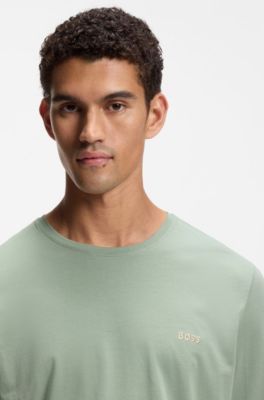 ロングスリーブTシャツ ストレッチコットン ロゴエンブロイダリー, ライトグリーン