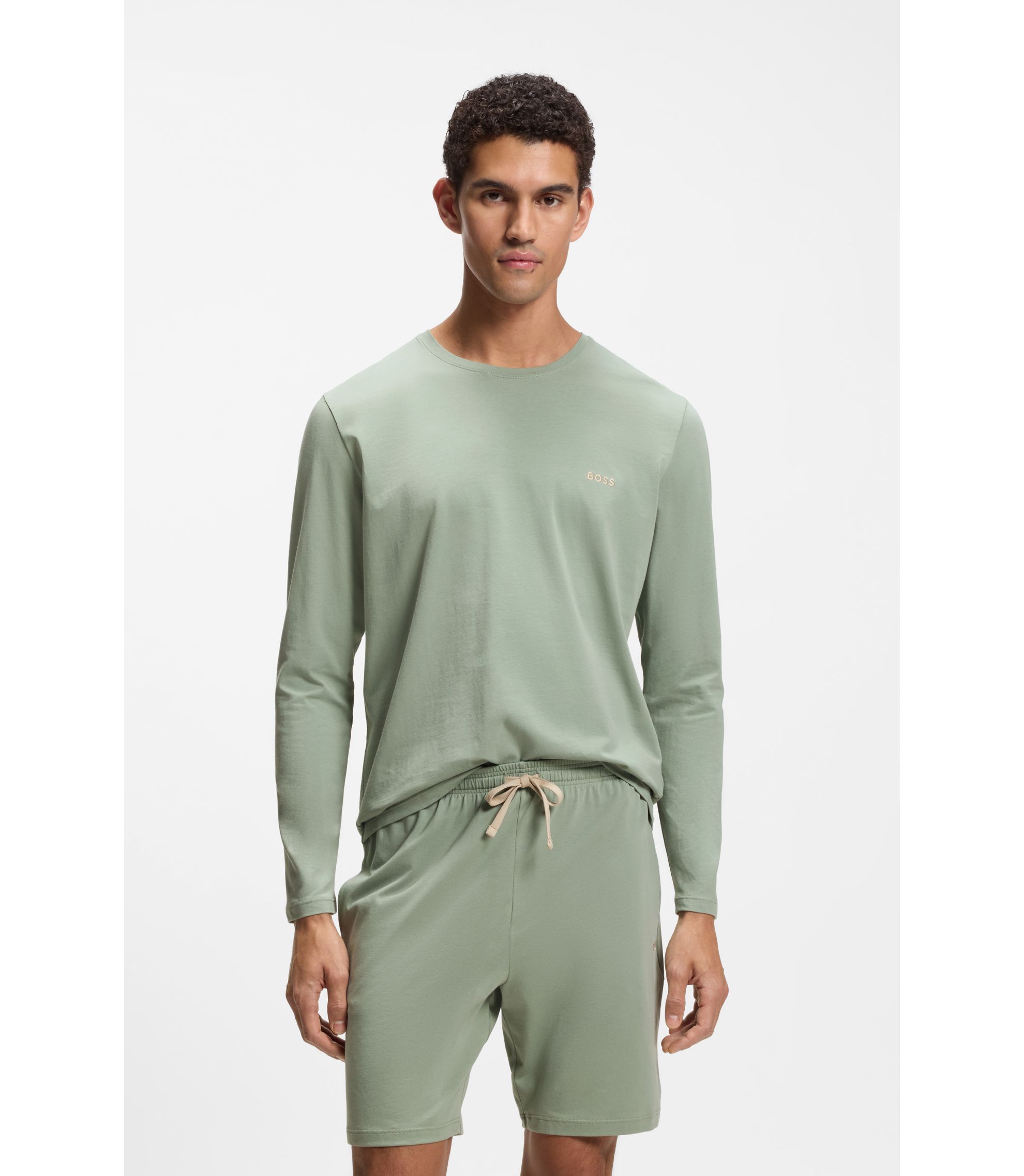 Longsleeve aus Stretch-Baumwolle mit Logo-Stickerei