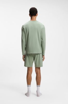 ロングスリーブTシャツ ストレッチコットン ロゴエンブロイダリー, ライトグリーン