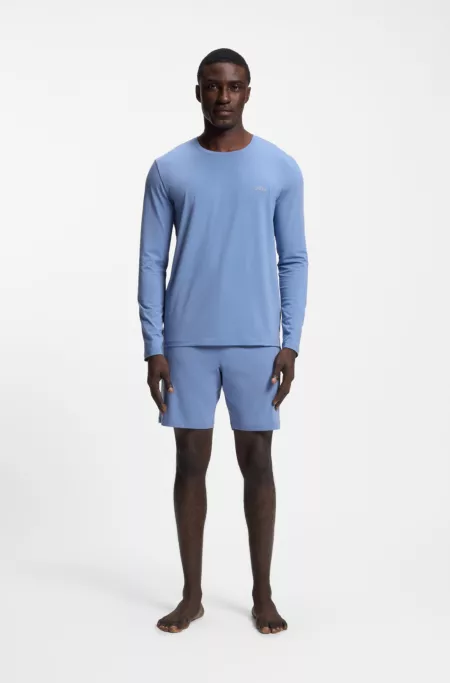 T-shirt à manches longues en coton stretch à logo brodé