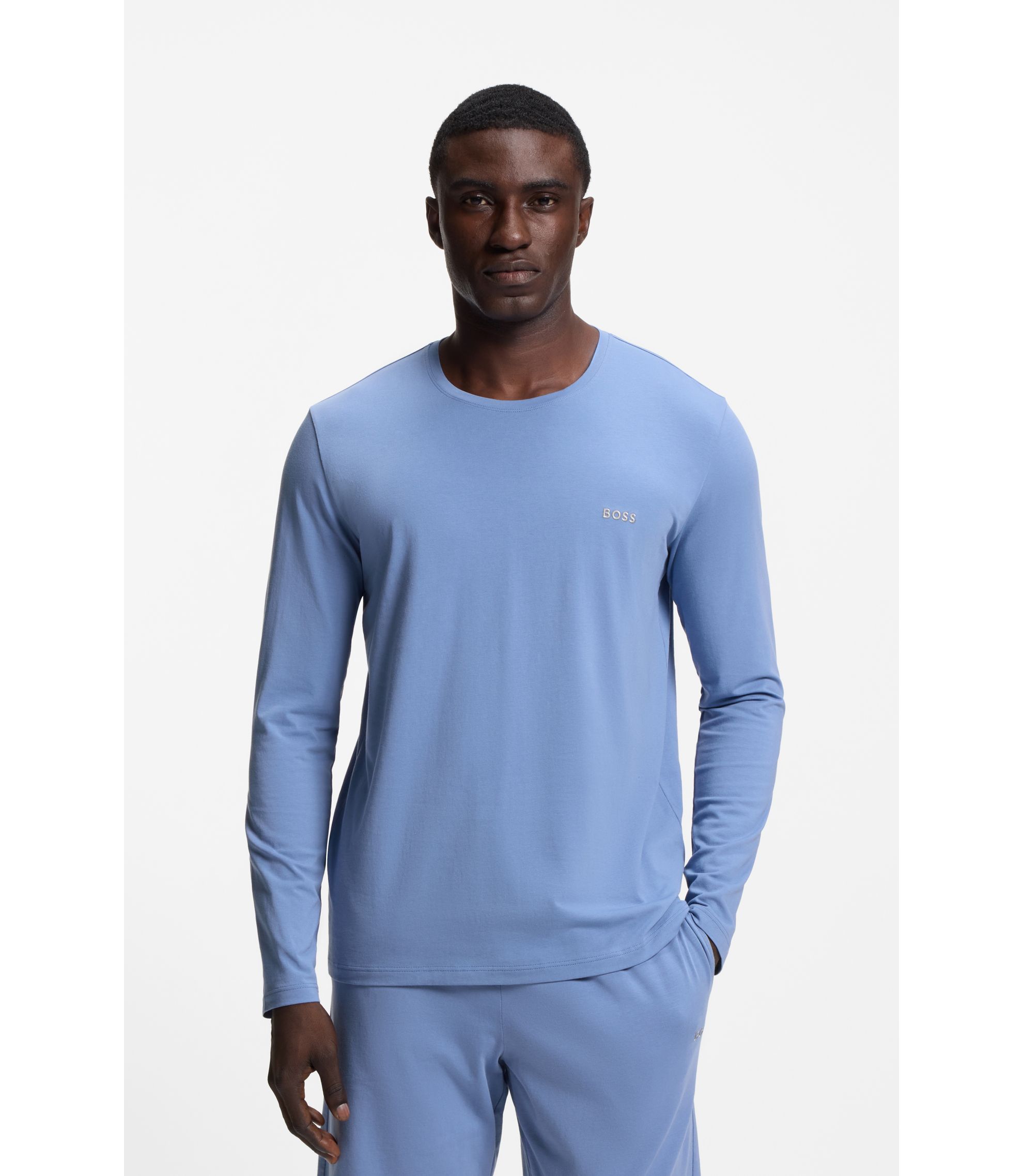 Longsleeve aus Stretch-Baumwolle mit Logo-Stickerei