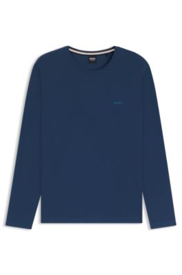 T-Shirt aus Stretch-Baumwolle mit Logo-Stickerei, Hellblau