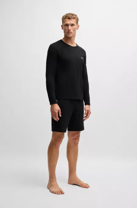 Stretch-cotton T-shirt with embroidered logo