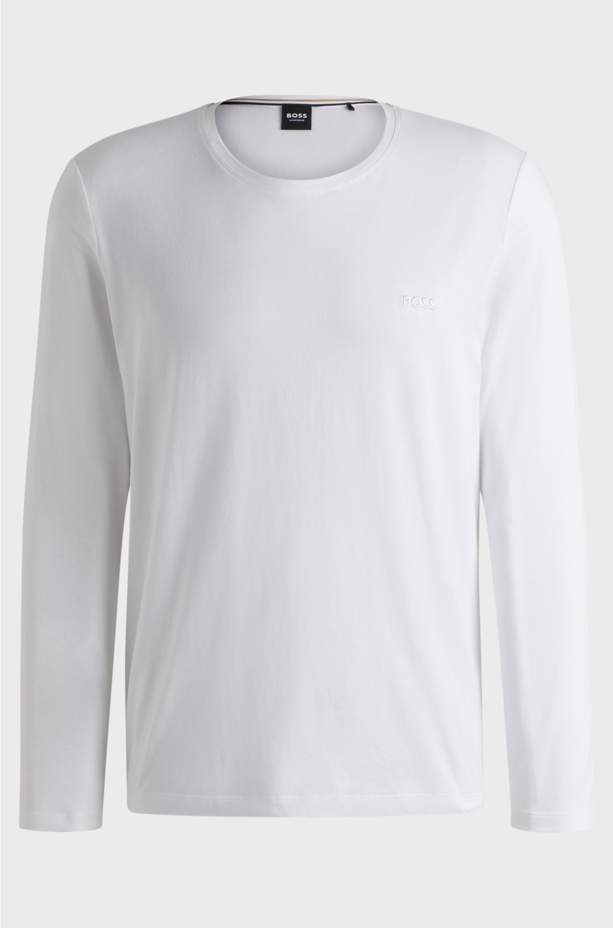 Long-sleeved T-shirt in stretch cotton with logo detail, White