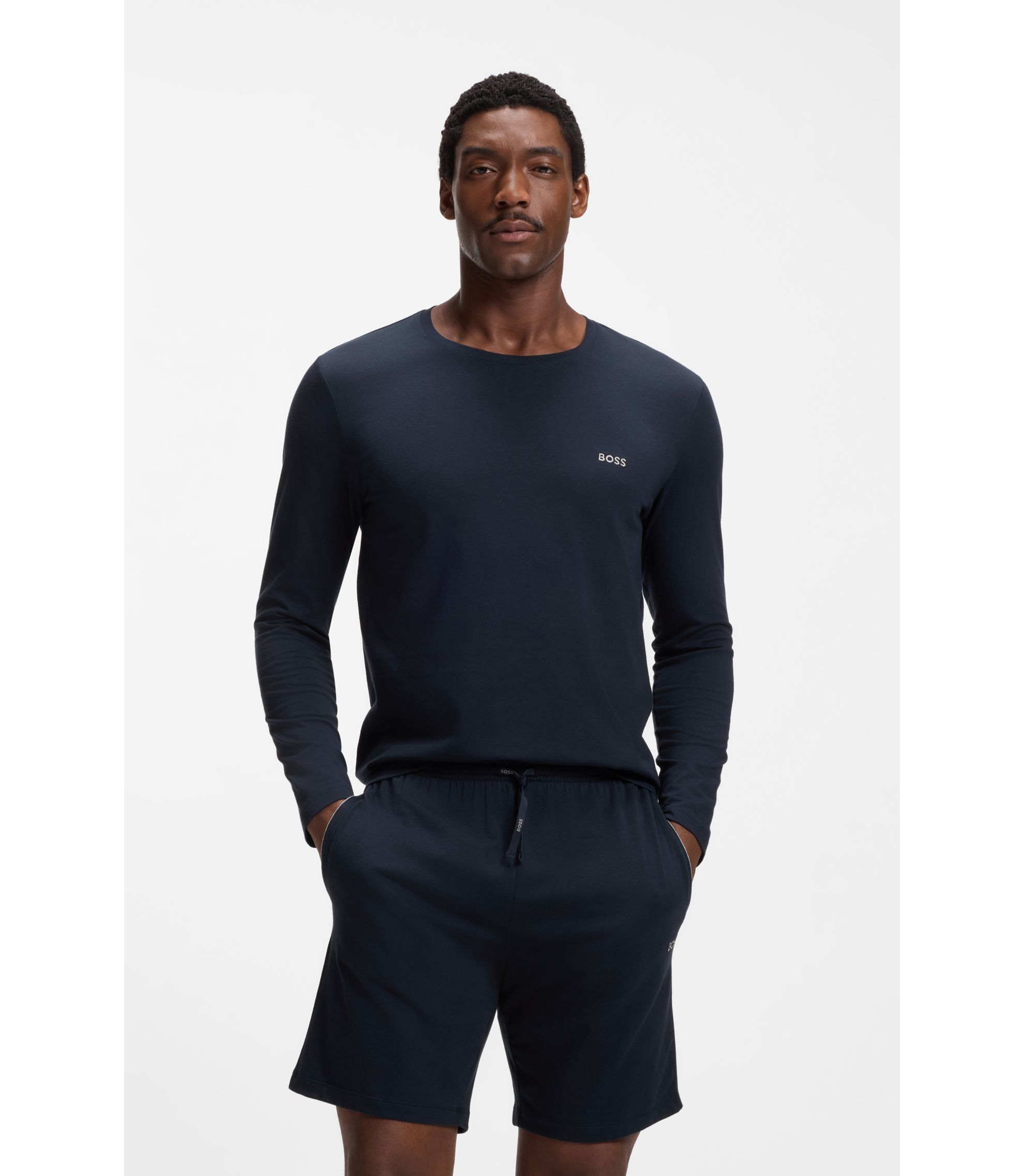 Longsleeve aus Stretch-Baumwolle mit Logo-Stickerei