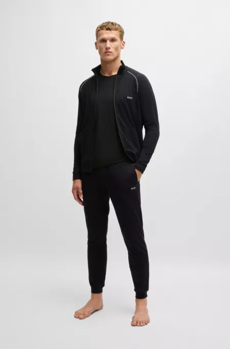 Stretch-cotton T-shirt with embroidered logo