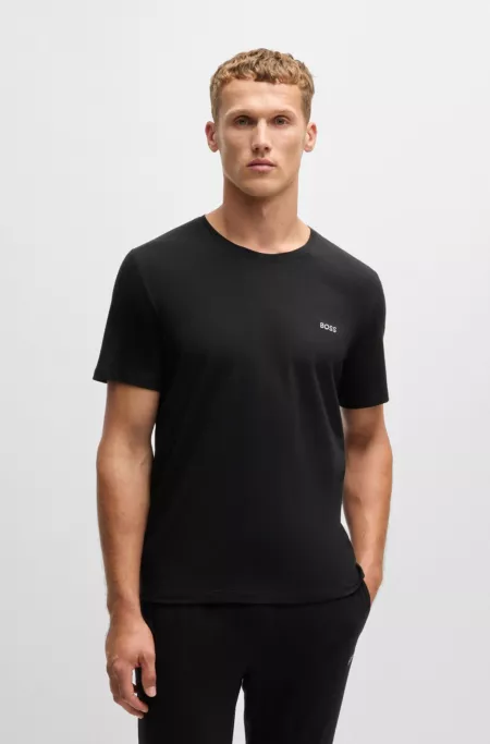 Stretch-cotton T-shirt with embroidered logo