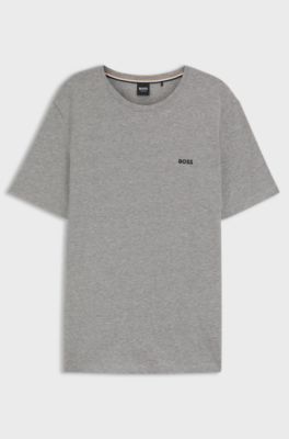T-shirt en coton stretch &agrave; logo brod&eacute;, Gris