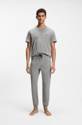 Stretch-cotton T-shirt with embroidered logo, Grey