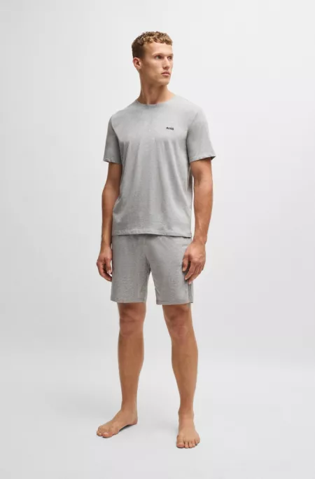 Stretch-cotton T-shirt with embroidered logo