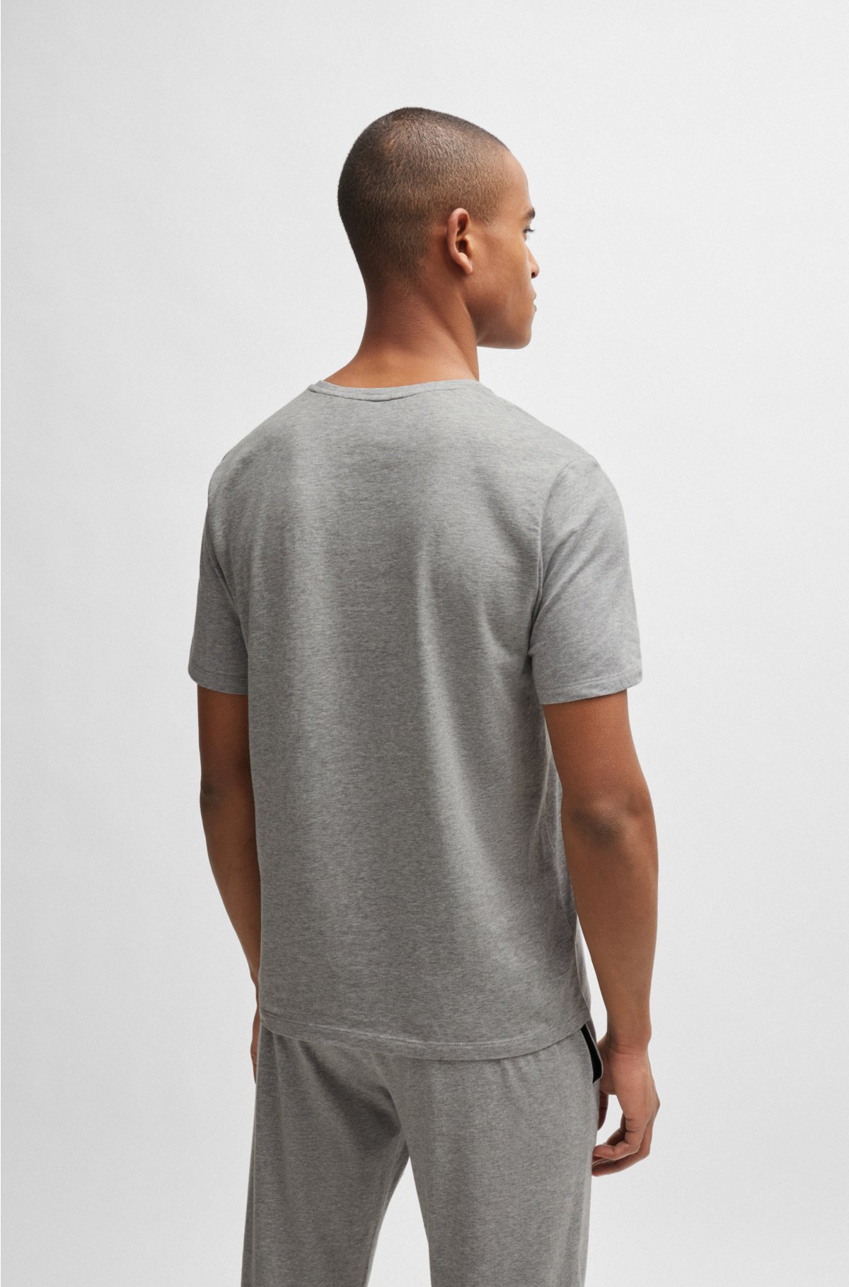 Stretch-cotton regular-fit T-shirt with logo detail, Grey