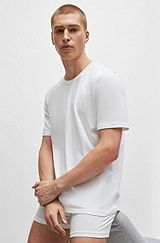 Stretch-cotton regular-fit T-shirt with logo detail, White