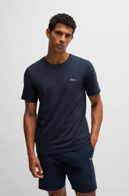 Stretch-cotton T-shirt with embroidered logo