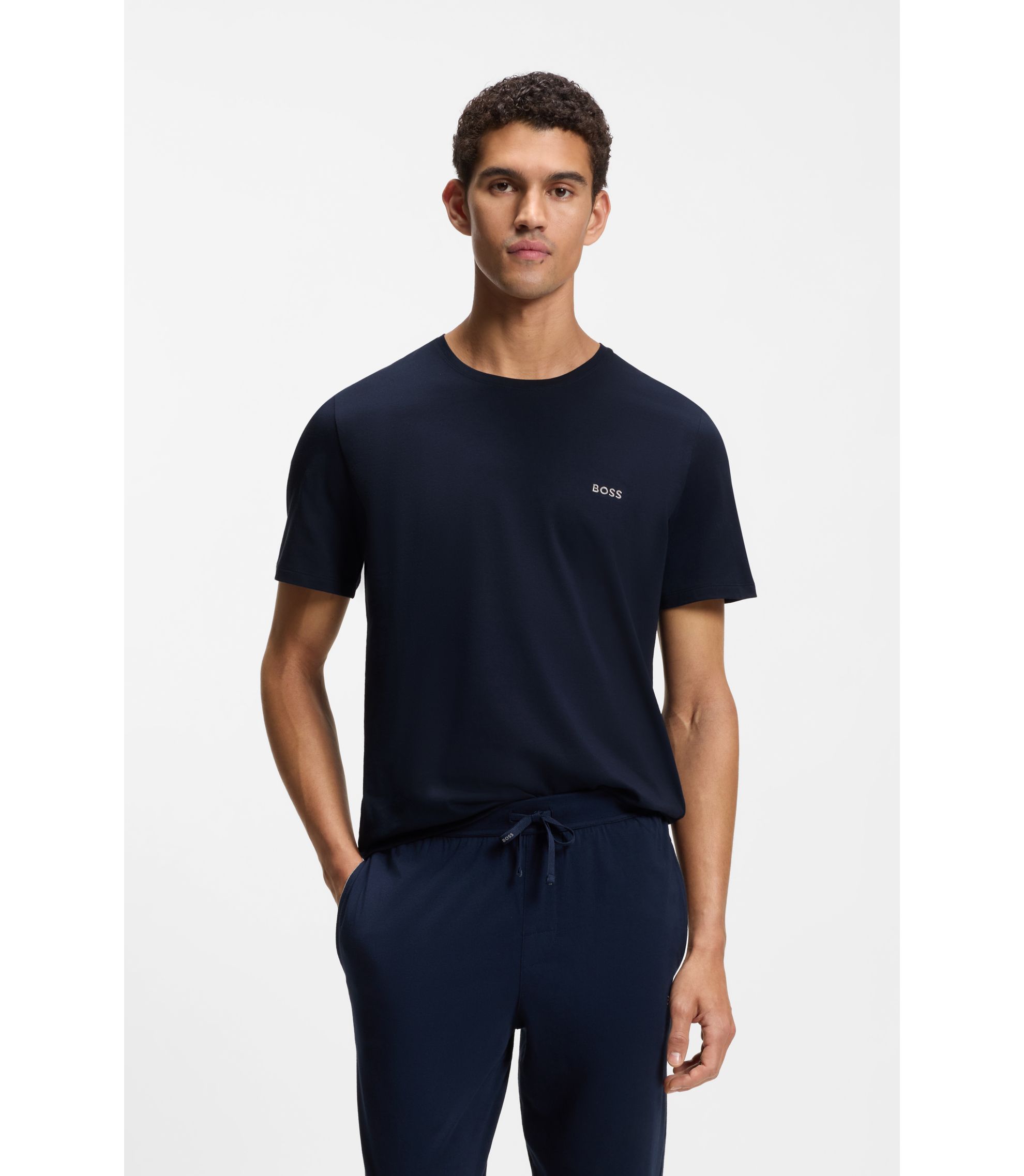 T-Shirt aus Stretch-Baumwolle mit Logo-Stickerei