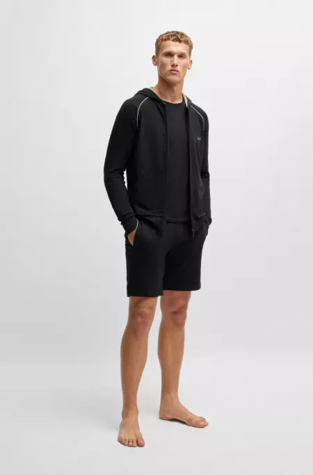 Stretch-cotton zip-up hoodie with embroidered logo