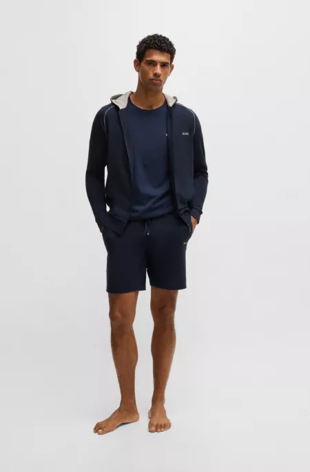 Stretch-cotton zip-up hoodie with embroidered logo