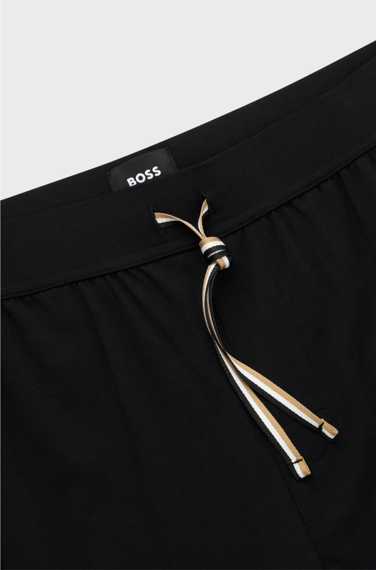 Stretch-cotton pyjama bottoms with logo print, Black