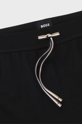 Pyjamashorts van stretchkatoen met logoprint, Zwart