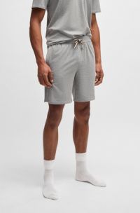 Short de pyjama en coton stretch à logo imprimé, Gris