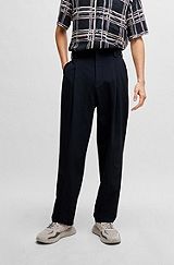 Pantalon Modern Fit en seersucker stretch mélangé, Bleu foncé