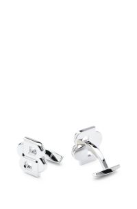 Black-plated brass cufflinks with double-monogram head, Silver