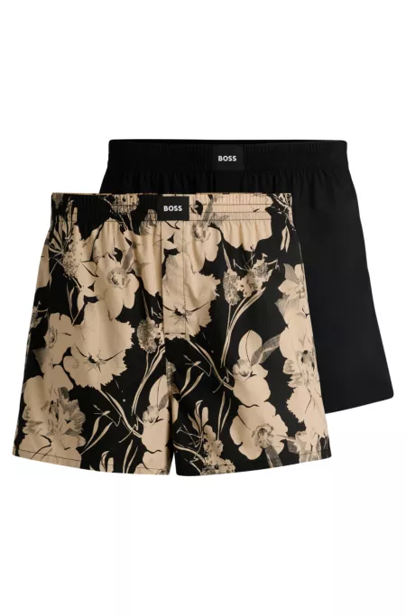 Two-pack of cotton-poplin pyjama shorts with logos