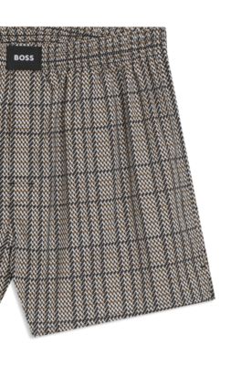 Two-pack of cotton-poplin pyjama shorts with logos, Black