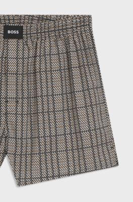 Two-pack of cotton-poplin pyjama shorts with logos, Black