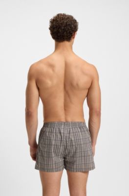 Two-pack of cotton-poplin pyjama shorts with logos, Black