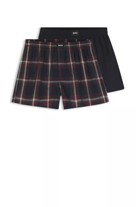 Two-pack of cotton-poplin pyjama shorts with logos