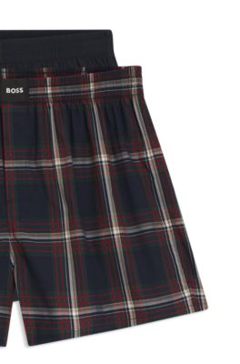 Paquete de dos shorts de pijama en popel&iacute;n de algod&oacute;n con logos, Rojo / Azul oscuro