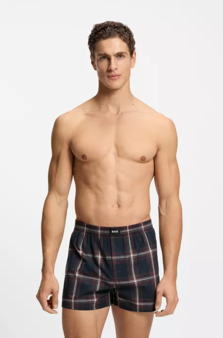 Two-pack of cotton-poplin pyjama shorts with logos