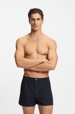 Two-pack of cotton-poplin pyjama shorts with logos, Red / Dark Blue