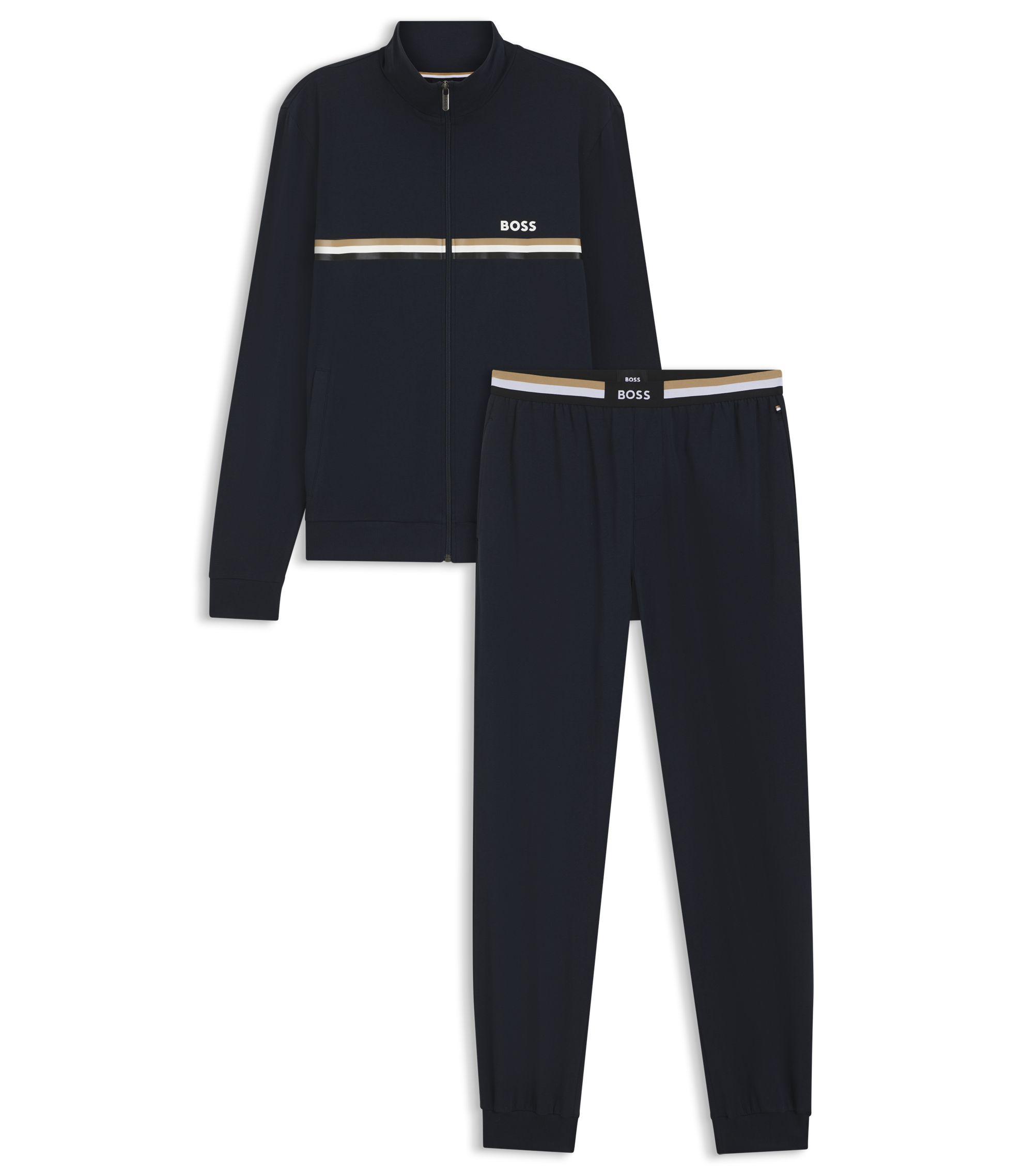 Trainingsanzug-Set aus Stretch-Baumwolle mit Logo und charakteristischem Streifen