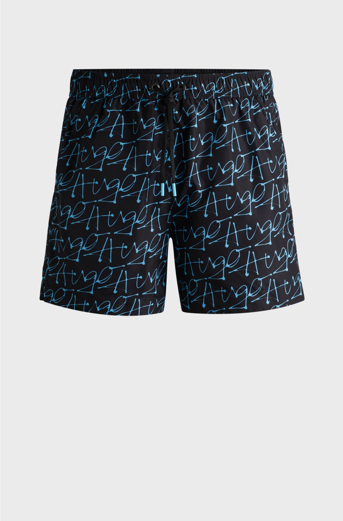 Fully lined quick-dry swim shorts with handwritten logos, Blue