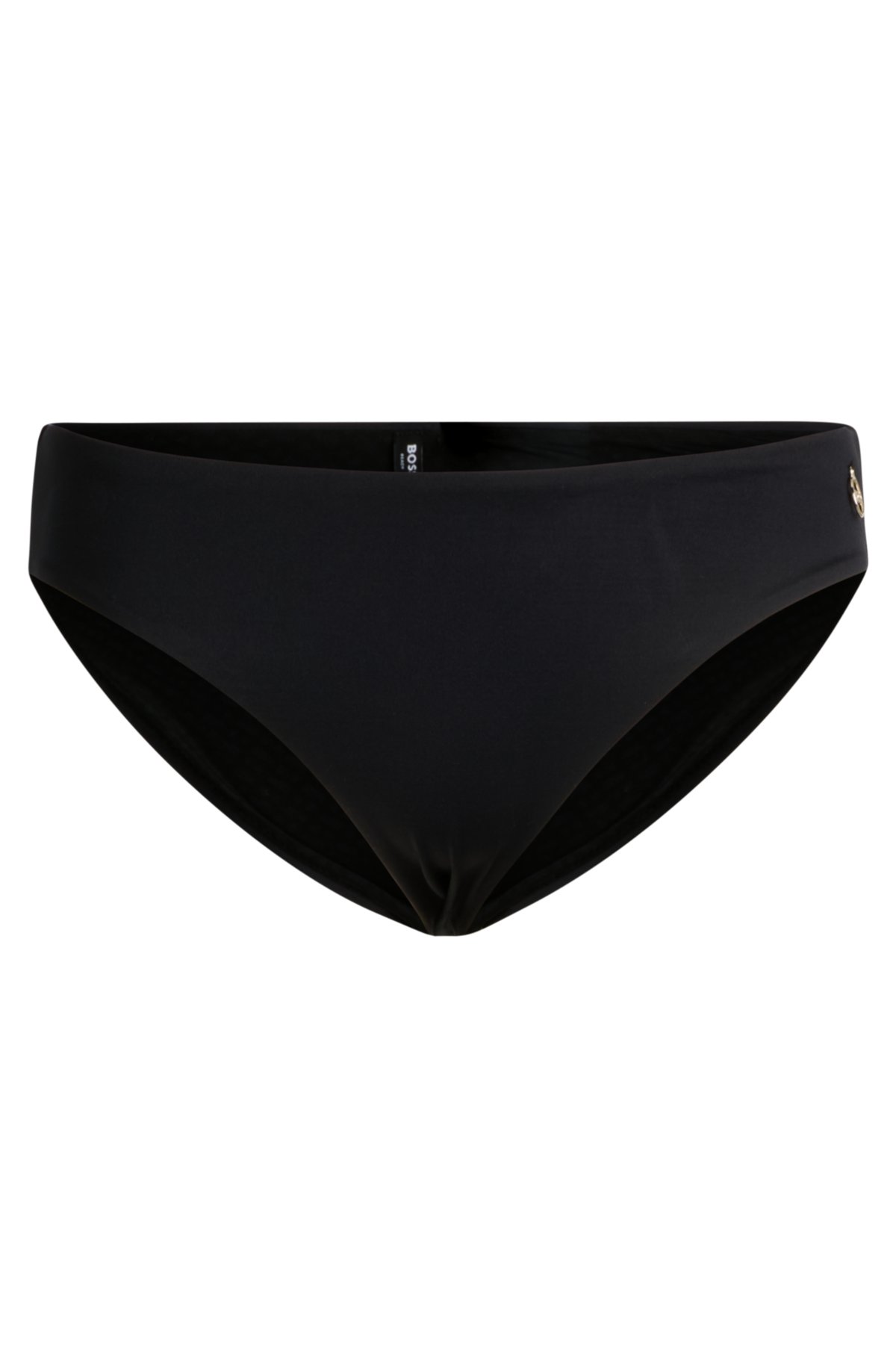 Bikini bottoms with logo charm, Black