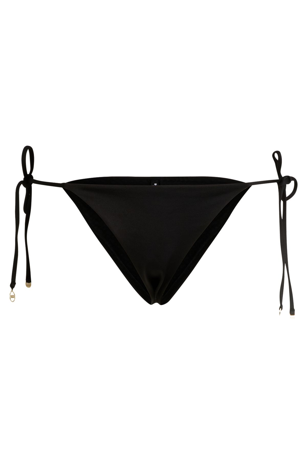 Tie-side bikini bottoms with logo charm, Black