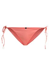 Tie-side bikini bottoms with logo charm, Coral