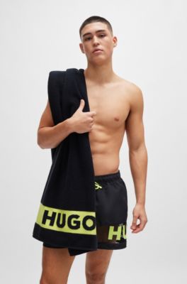 Short HUGO BOSS Homme Bleu Marine - Taille 38 - Coupe Régulière - Extensible (98% Coton)