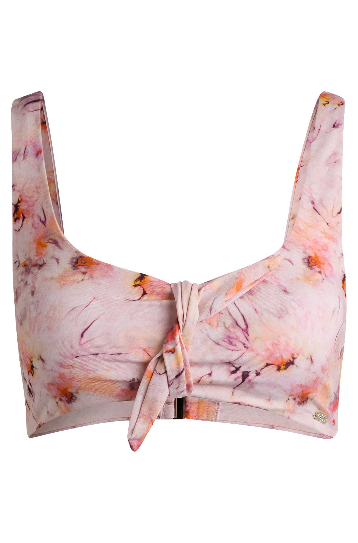 Printed bikini bralette with knot front, Pink Patterned