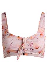 Printed bikini bralette with knot front, Pink Patterned