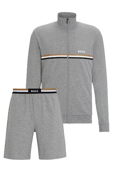 Short tracksuit in stretch cotton with signature details, Hugo boss