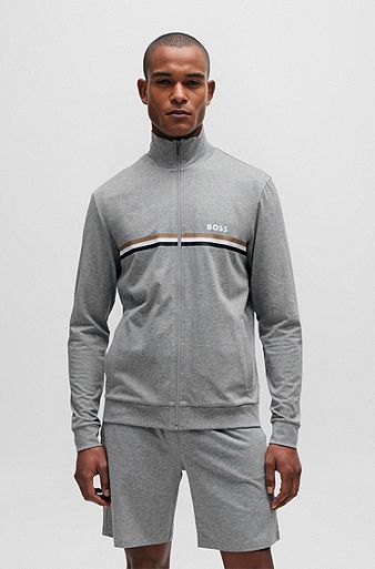 Short tracksuit in stretch cotton with signature details, Grey